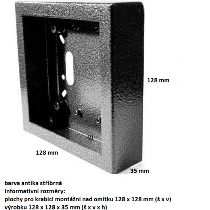 Krabice montážní nad omítku KARAT jeden modul vertikální barva antika stříbrná