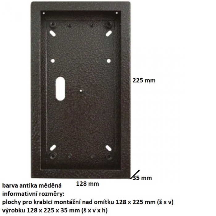 Krabice montážní nad omítku KARAT dva moduly vertikální barva antika měděná