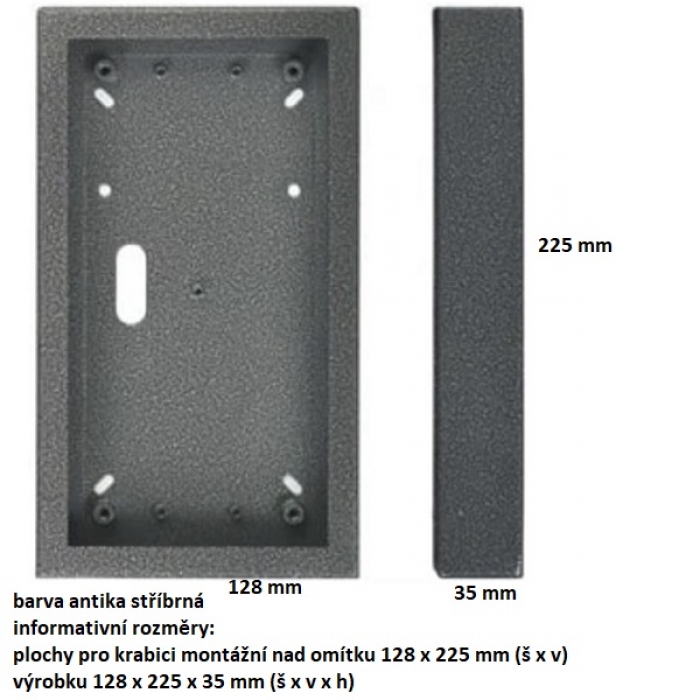 Krabice montážní nad omítku KARAT dva moduly vertikální barva antika stříbrná