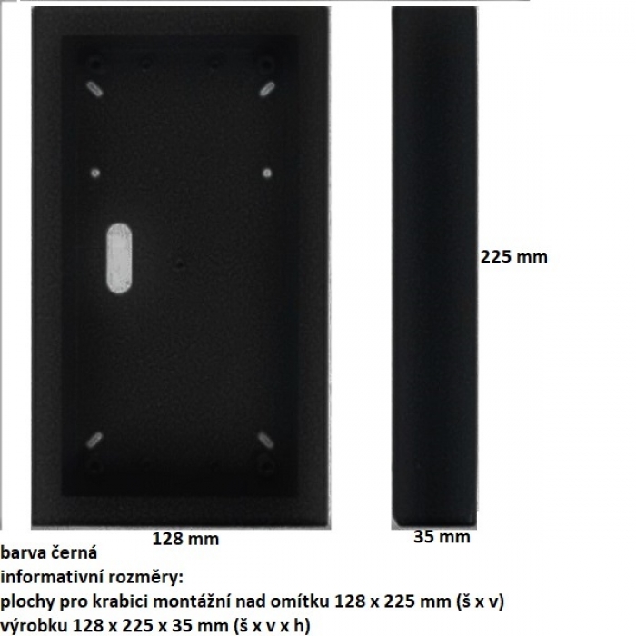 Krabice montážní nad omítku KARAT dva moduly vertikální barva černá