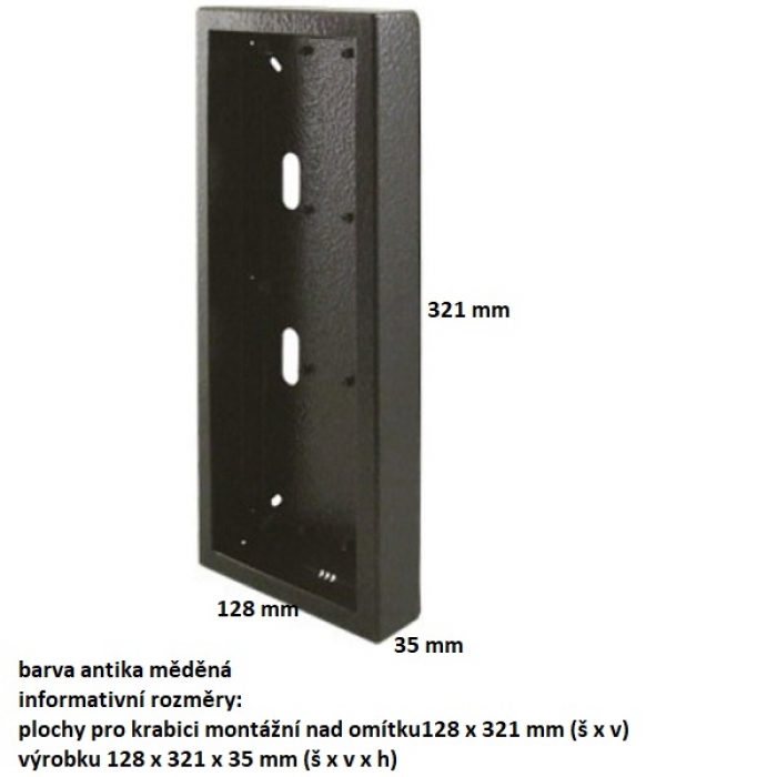 Krabice montážní nad omítku KARAT tři moduly, vertikální, barva antika měděná