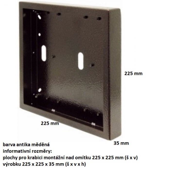 Krabice montážní nad omítku KARAT čtyři moduly vertikální barva antika měděná