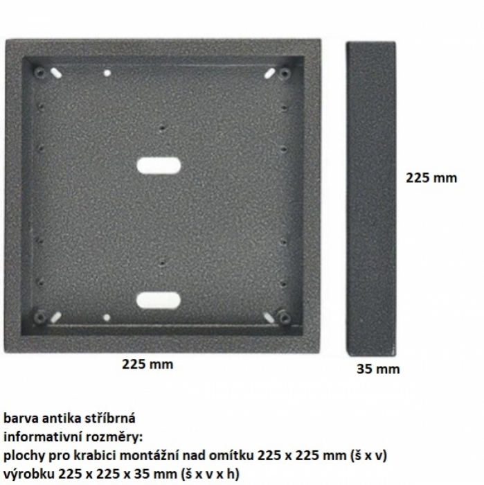 Krabice montážní nad omítku KARAT čtyři moduly vertikální barva antika stříbrná