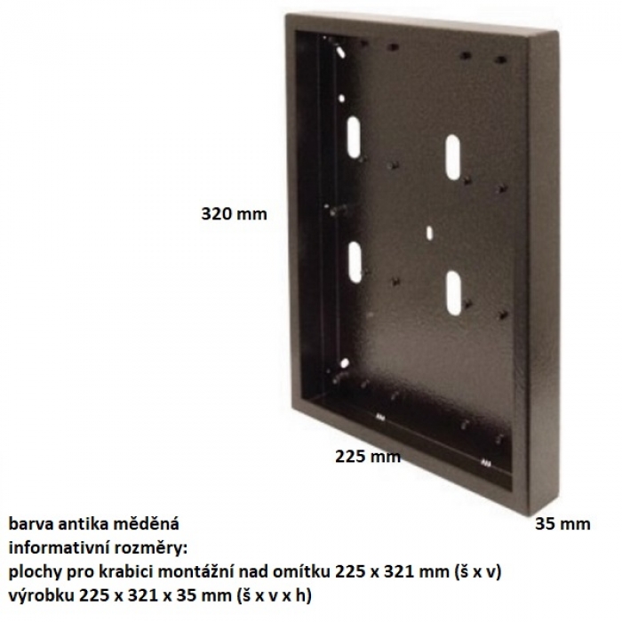 Krabice montážní nad omítku KARAT šest modulů vertikální barva antika měděná