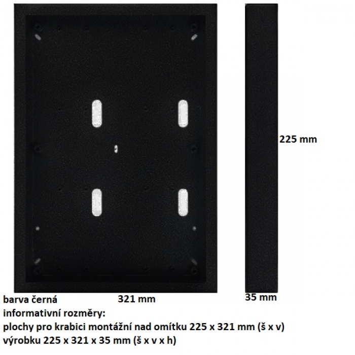 Krabice montážní nad omítku KARAT šest modulů vertikální barva černá