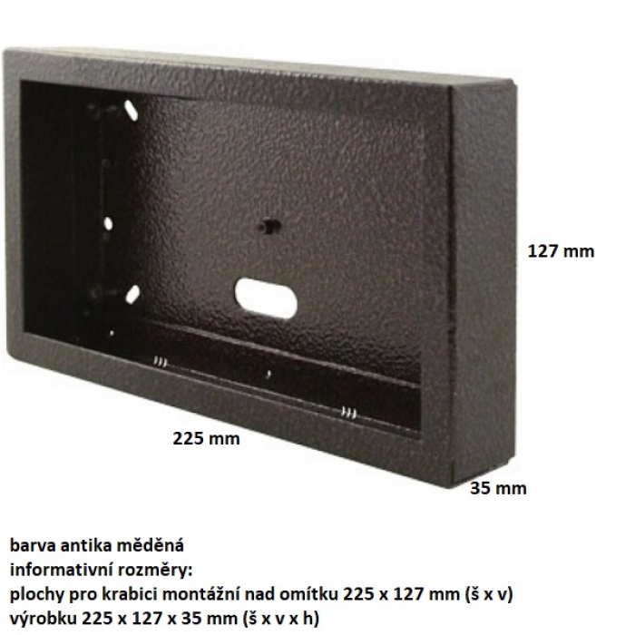 Krabice montážní nad omítku KARAT dva moduly horizontální barva antika měděná