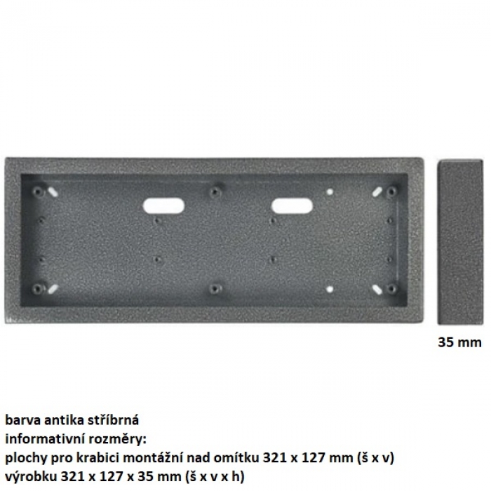 Krabice montážní nad omítku KARAT tři moduly horizontální barva antika stříbrná