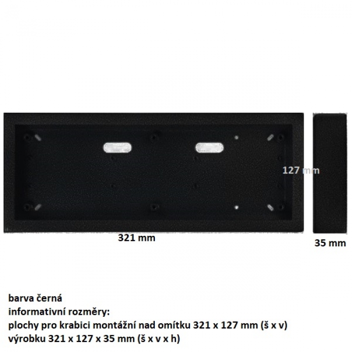 Krabice montážní nad omítku KARAT tři moduly horizontální barva černá