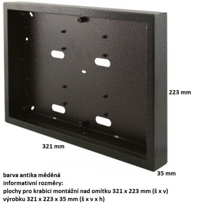 Krabice montážní nad omítku KARAT šest modulů horizontální barva antika měděná