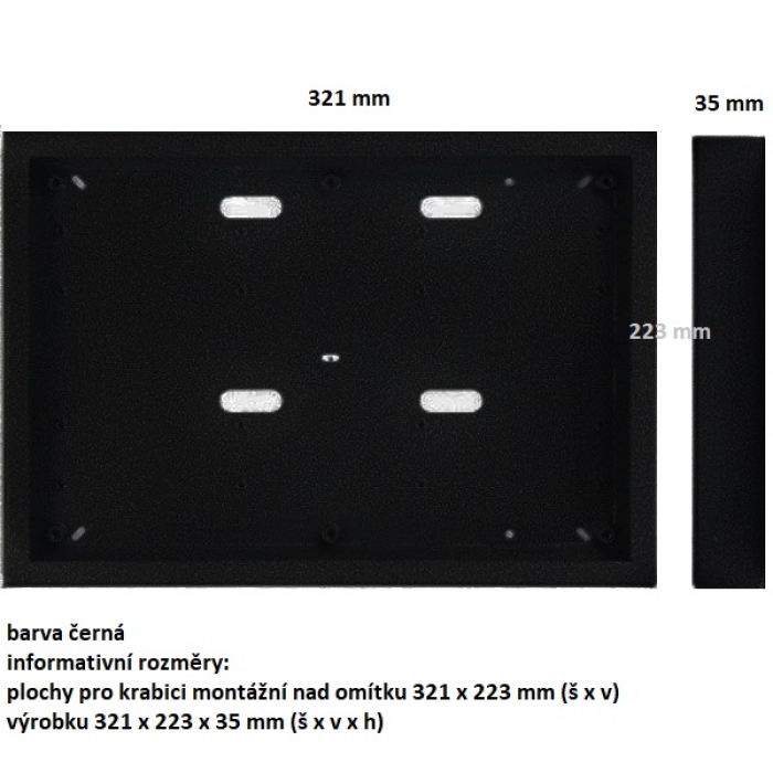 Krabice montážní nad omítku KARAT šest modulů horizontální barva černá