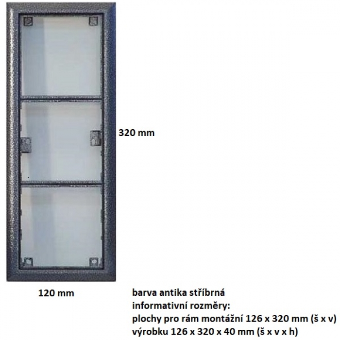 Rám montážní KARAT tři moduly barva antika stříbrná
