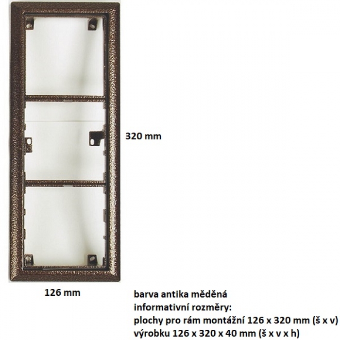 Rám montážní KARAT tři moduly barva antika měděná