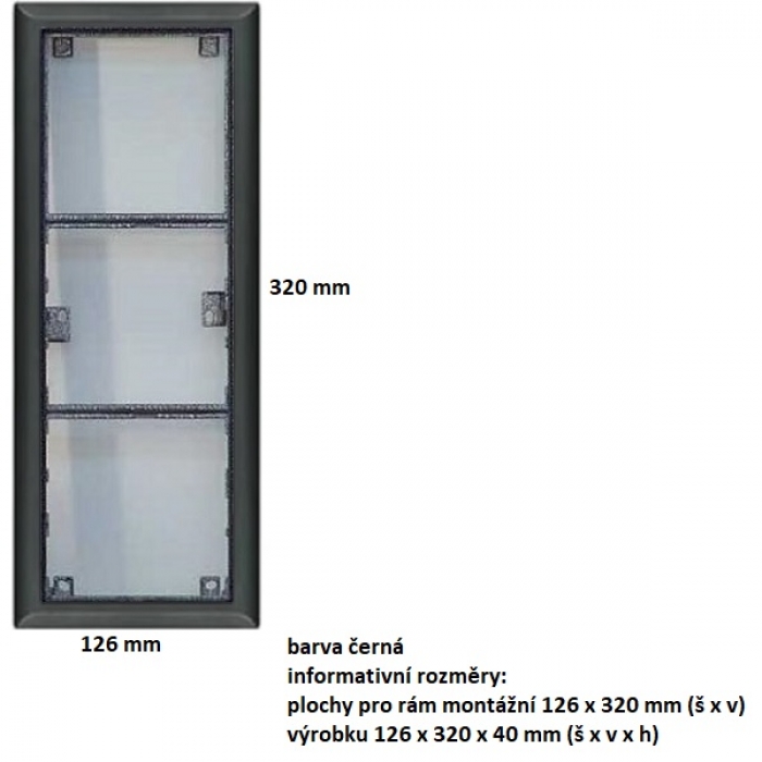 Rám montážní KARAT tři moduly barva černá