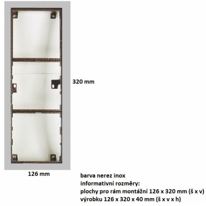Rám montážní KARAT tři moduly sestava barva nerez