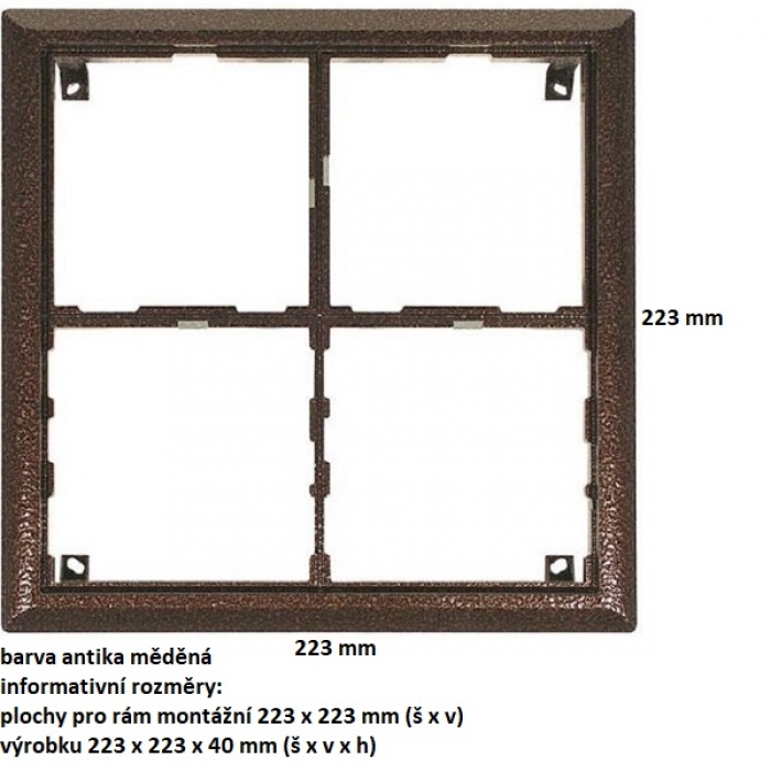 Rám montážní KARAT čtyři moduly barva antika měděná