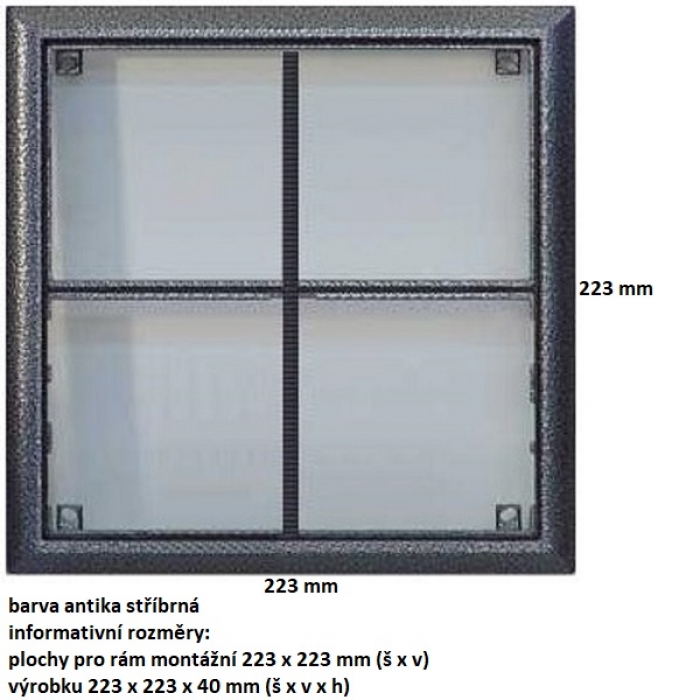 Rám montážní KARAT čtyři moduly barva antika stříbrná