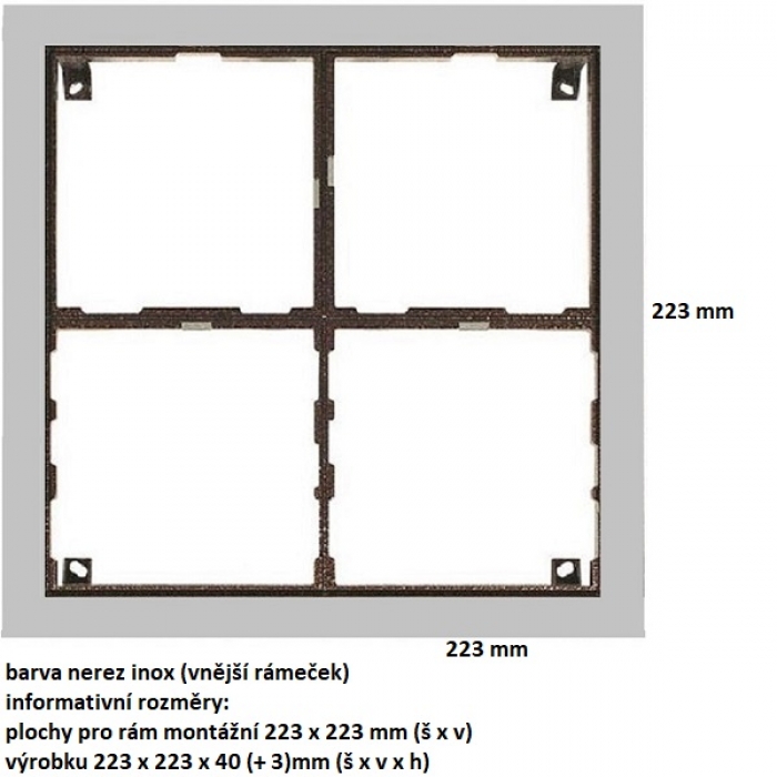 Rám montážní KARAT čtyři moduly sestava barva nerez