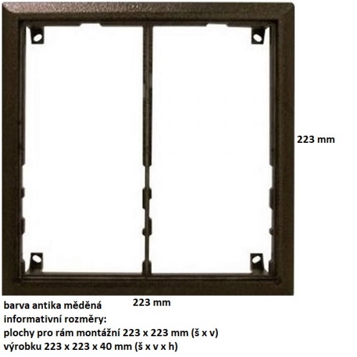 Rám montážní KARAT čtyři moduly jmenovník barva antika měděná