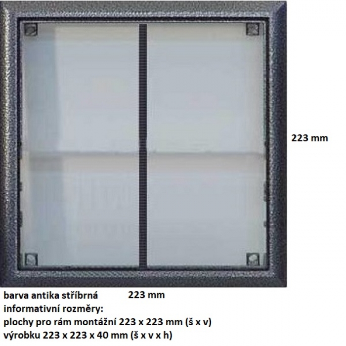 Rám montážní KARAT čtyři moduly jmenovník barva antika stříbrná