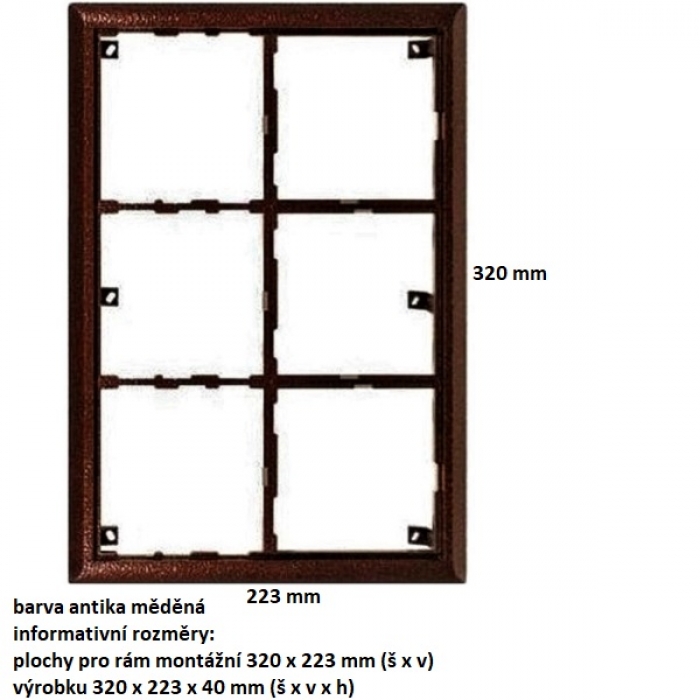 Rám montážní KARAT šest modulů barva antika měděná