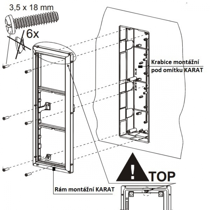 Rám montážní KARAT šest modulů barva antika měděná