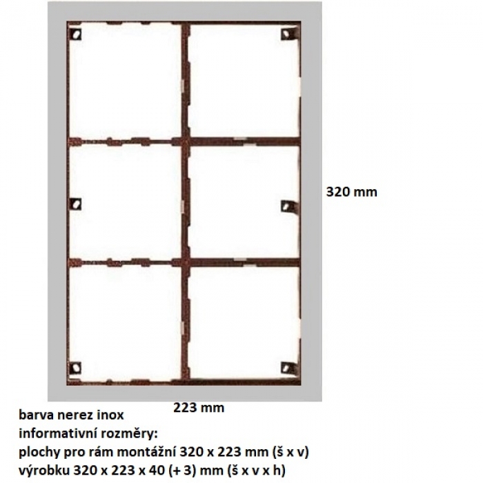Rám montážní KARAT šest modulů sestava barva nerez