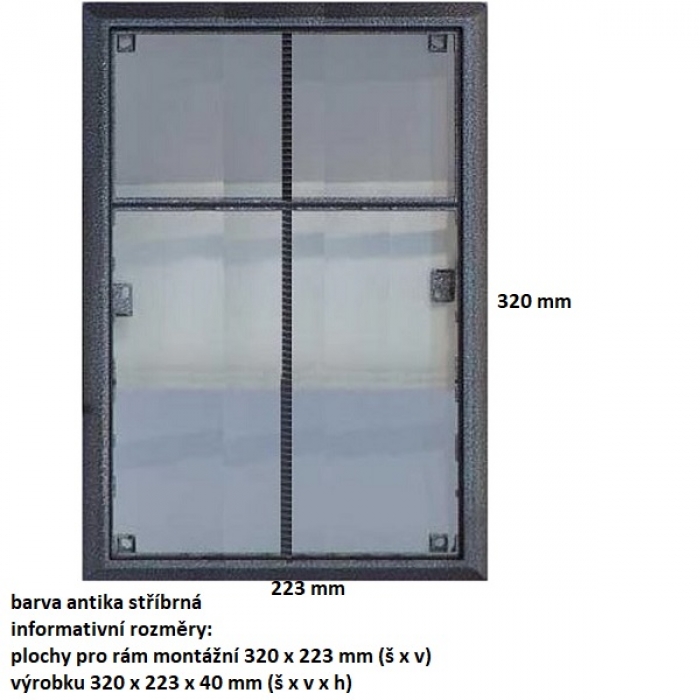 Rám montážní KARAT šest modulů 2 moduly a 4 moduly jmenovník barva antika stříbrná