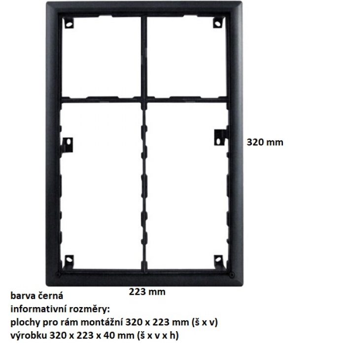 Rám montážní KARAT šest modulů 2 moduly a 4 moduly jmenovník barva černá