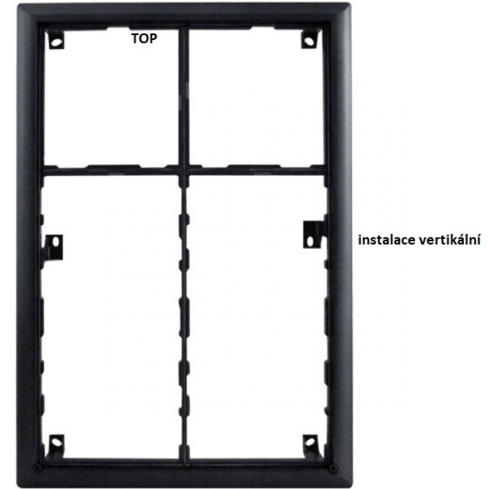 Rám montážní KARAT šest modulů 2 moduly a 4 moduly jmenovník barva černá
