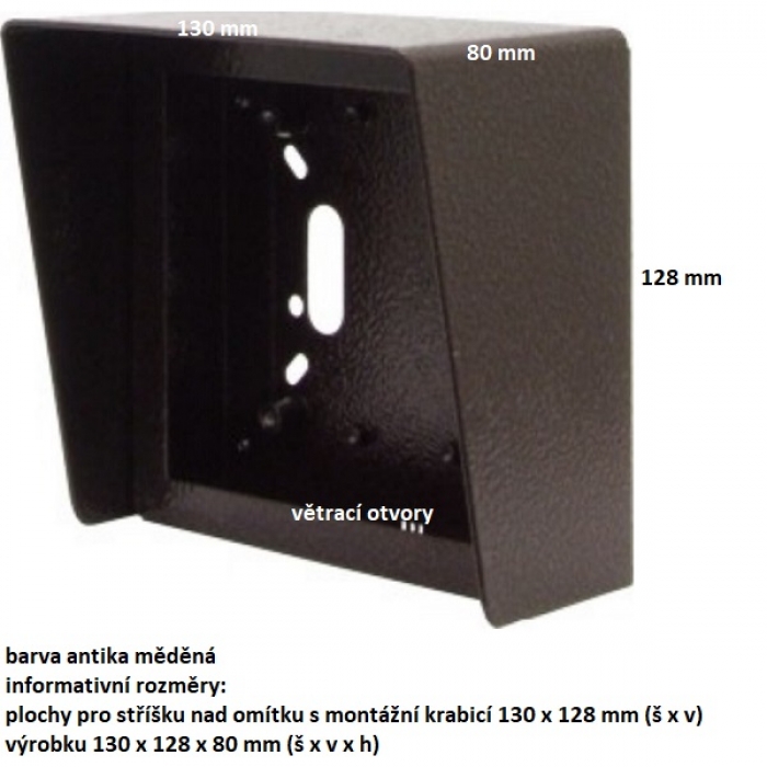 Stříška nad omítku s montážní krabicí KARAT jeden modul vertikální barva antika měděná