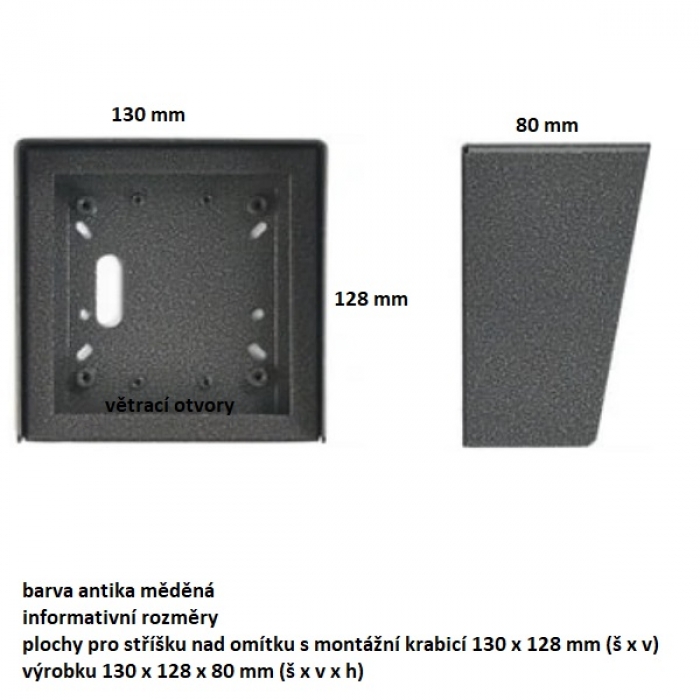 Stříška nad omítku s montážní krabicí KARAT jeden modul vertikální barva antika stříbrná