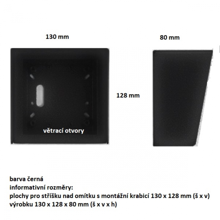 Stříška nad omítku s montážní krabicí KARAT jeden modul vertikální barva černá