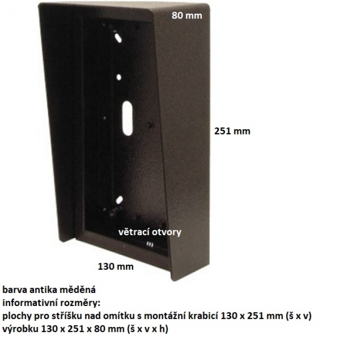 Stříška nad omítku s montážní krabicí KARAT dva moduly vertikální barva antika měděná