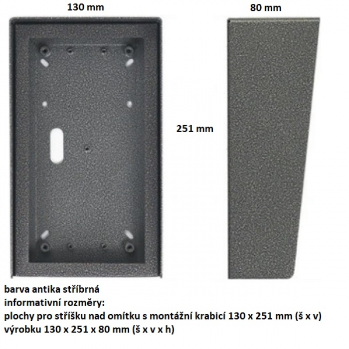 Stříška nad omítku s montážní krabicí KARAT dva moduly vertikální barva antika stříbrná