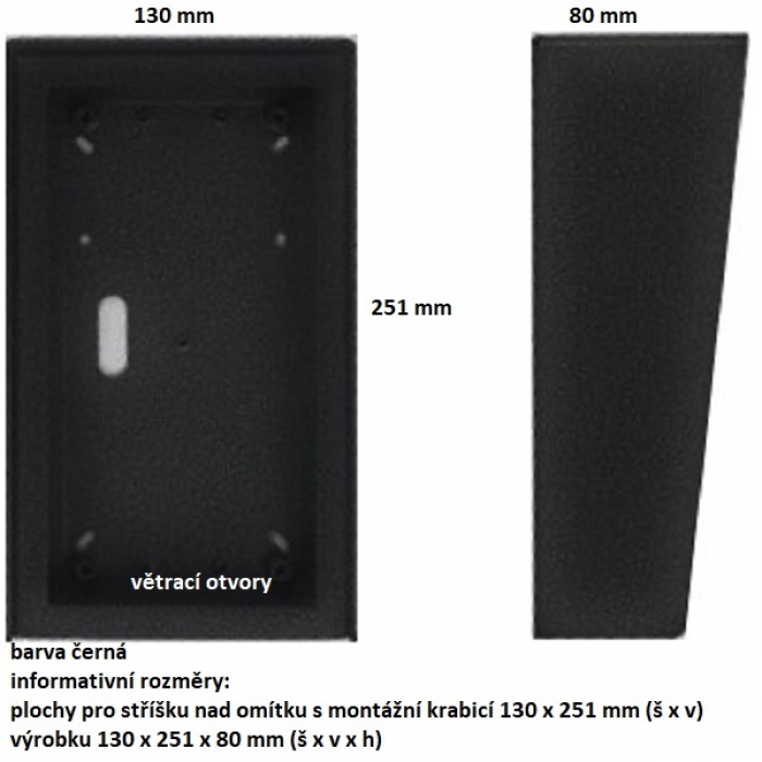 Stříška nad omítku s montážní krabicí KARAT dva moduly vertikální barva černá