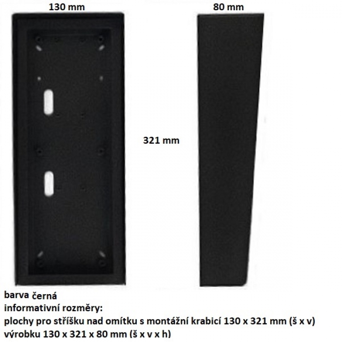 Stříška nad omítku s montážní krabicí KARAT tři moduly vertikální barva černá