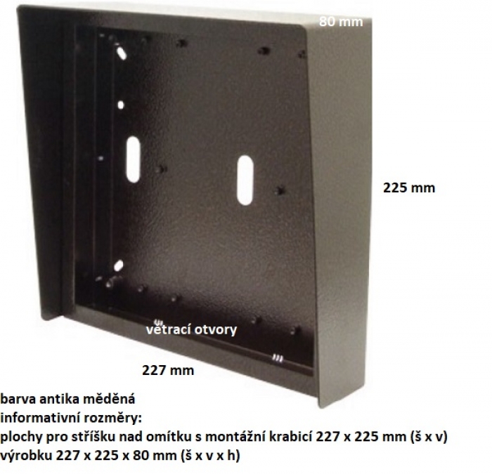 Stříška nad omítku s montážní krabicí KARAT čtyři moduly vertikální barva antika měděná