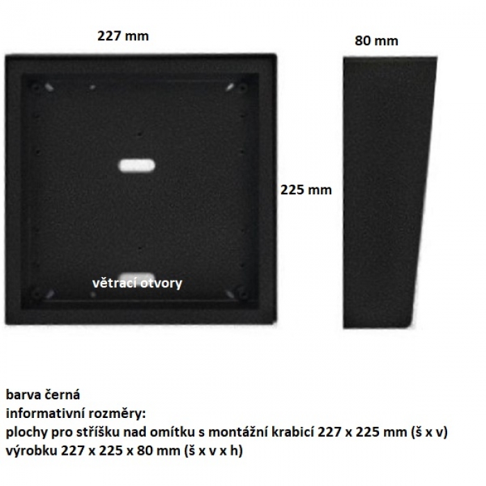 Stříška nad omítku s montážní krabicí KARAT čtyři moduly vertikální barva černá