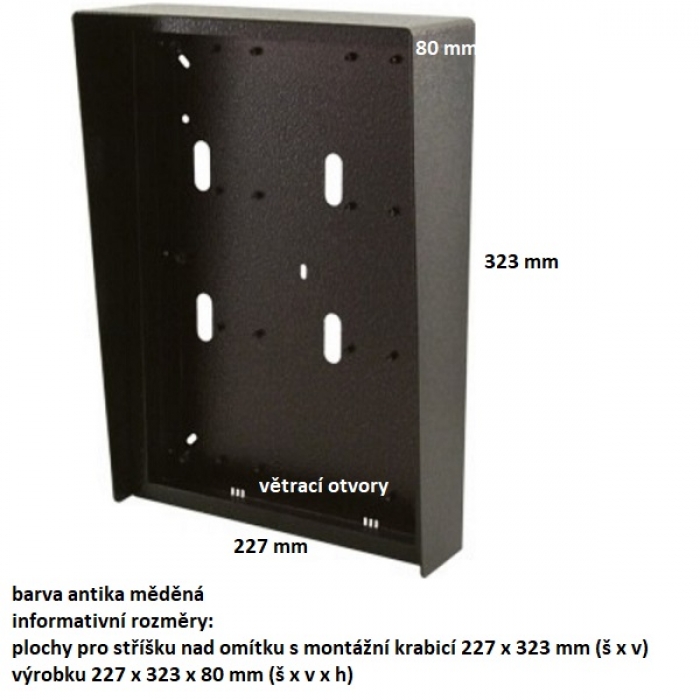 Stříška nad omítku s montážní krabicí KARAT šest modulů vertikální barva antika měděná