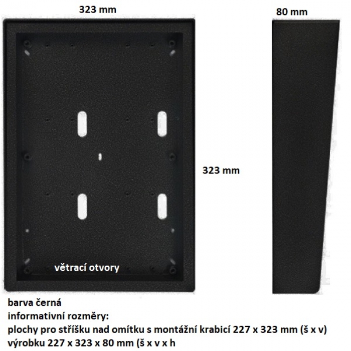 Stříška nad omítku s montážní krabicí KARAT šest modulů vertikální barva černá