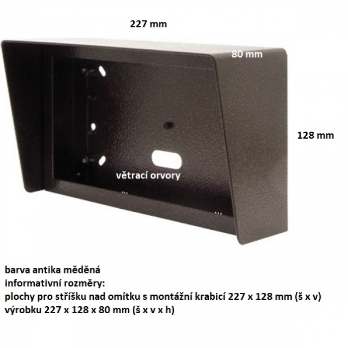 Stříška nad omítku s montážní krabicí KARAT dva moduly horizontální barva antika měděná