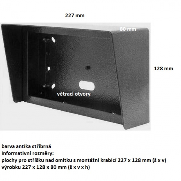 Stříška nad omítku s montážní krabicí KARAT dva moduly horizontální barva antika stříbrná