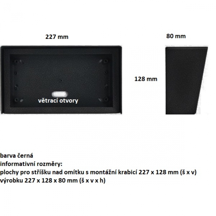 Stříška nad omítku s montážní krabicí KARAT dva moduly horizontální barva černá
