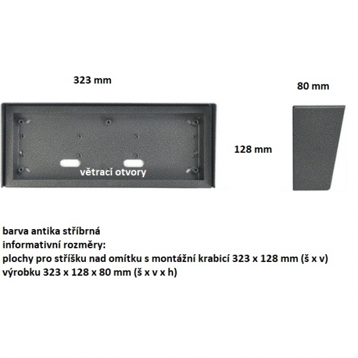 Stříška nad omítku s montážní krabicí KARAT tři moduly horizontální barva antika stříbrná