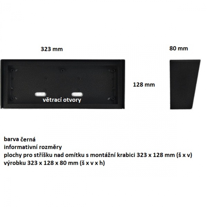 Stříška nad omítku s montážní krabicí KARAT tři moduly horizontální barva černá