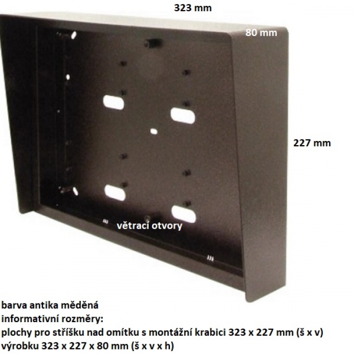 Stříška nad omítku s montážní krabicí KARAT šest modulů horizontální barva antika měděná