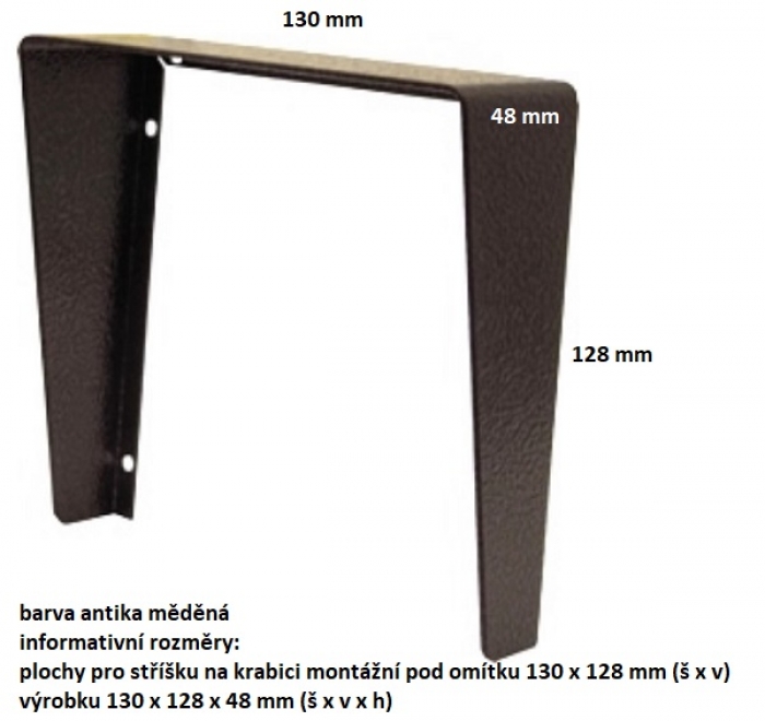 Stříška na krabici montážní pod omítku KARAT jeden modul vertikální barva antika měděná