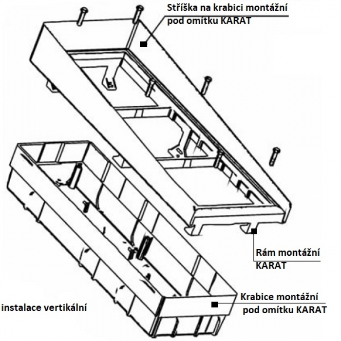 Stříška na krabici montážní pod omítku KARAT jeden modul vertikální barva antika měděná