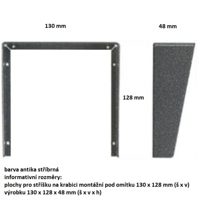 Stříška na krabici montážní pod omítku KARAT jeden modul vertikální barva antika stříbrná