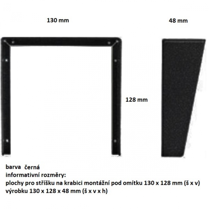 Stříška na krabici montážní pod omítku KARAT jeden modul vertikální barva černá